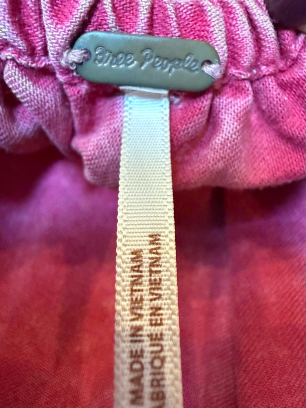 Free People Pink Babydoll Mini Dress Puff Sleeve Boho Acid Wash Size Large - Picture 2 of 11